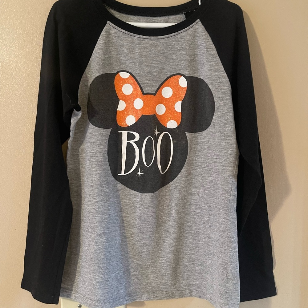 Disney Kids Long Sleeve Mickey Mouse Halloween Tee - Black, Gray, and Orange